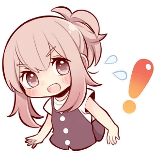 😬 4b6a0e22 动漫, 女孩, Q版, 可爱, 震惊, 感叹号, 汗 telegram sticker