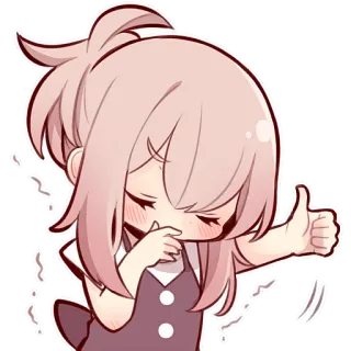 👍 b04c02ee 动漫女孩, Q版, 可爱, 粉色头发, 竖起大拇指, 批准, 同意 telegram sticker