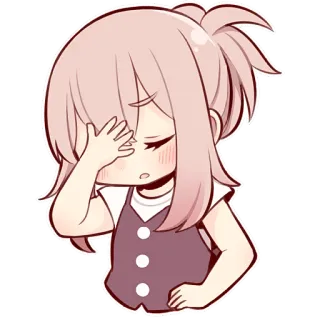 🤦‍♀ eab1728d 动漫, Q版, 可爱, 女孩, 尴尬, 捂脸, 贴纸, 粉色头发 telegram sticker