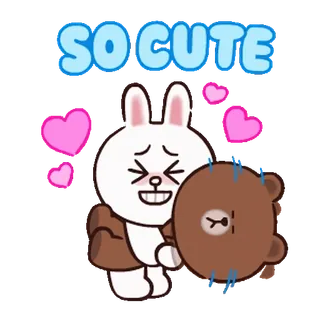 ☺️ 089c1f5a SO CUTE 귀여운, 사랑, 사랑스러운, 토끼, 곰, 만화, 우정 telegram sticker