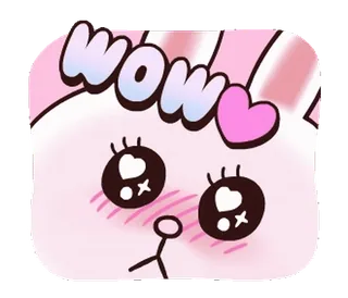 🤩 4add47e7 WOW 토끼, 귀여운, 카와이, 분홍색, 하트, 스티커 telegram sticker