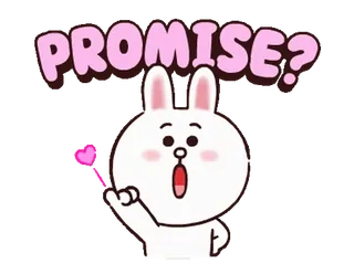 🤞 ed8bca7a promise? 토끼, 귀여운, 약속, 합의, 분홍색, 사랑스러운, 바니, 캐릭터 telegram sticker