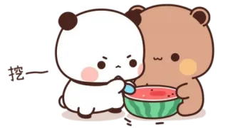 🫖 4161883c 挖一口 панда, медведь, арбуз, милый, еда, анимированный whatsapp sticker