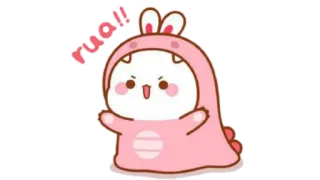 🫖 e787fec7 ruaa!! милый, животное, динозавр, кролик, розовый whatsapp sticker