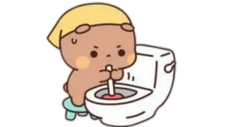 🫖 f536ccde мультфильм, медведь, туалет, вантуз, уборка, милый whatsapp sticker