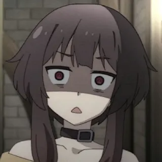 🗞 32078323 Megumin KonoSuba Anime, Megumin, KonoSuba, Ausdruck, geschockt, lustig, Cartoon telegram sticker