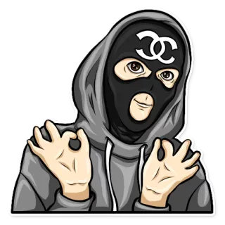 👌 5174f680 巴拉克拉瓦帽, 帽衫, 手势, 好的, 表情包, 互联网 telegram sticker