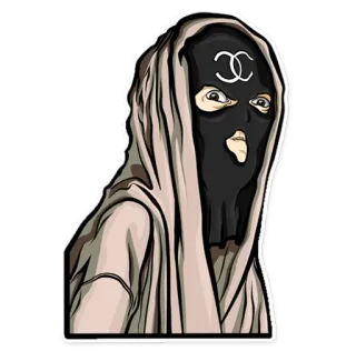 😏 8658317b 滑雪面罩, 帽衫, 罪犯, 威胁 telegram sticker