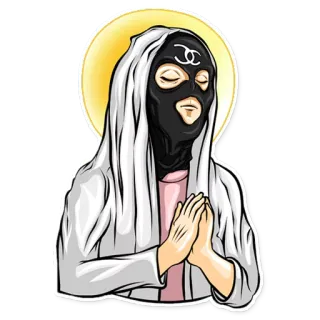 😇 a7a6ad77 滑雪面罩, 巴拉克拉法帽, 光环, 圣人, 黑帮, 恶棍 telegram sticker