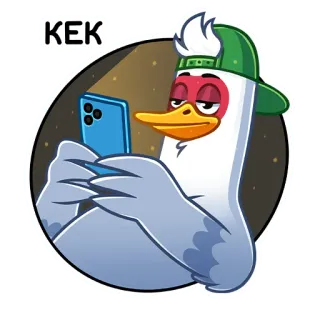 🤳 a28a3c4e KEK アヒル, 帽子, 電話, 漫画, ステッカー telegram sticker