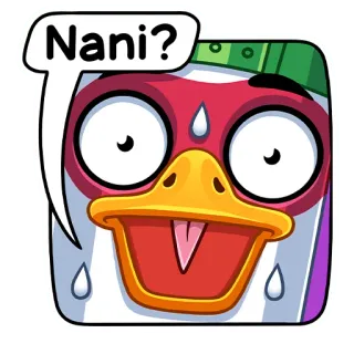 😳 dce10b8e Nani? アヒル, 質問, アニメ, サプライズ, アニメ, かわいい, なに telegram sticker