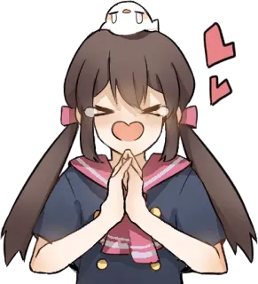 🙏 69079b8e Аниме, Милый, Девушка, Мультфильм, Каваий, Сердце, Любовь, Счастливый telegram sticker