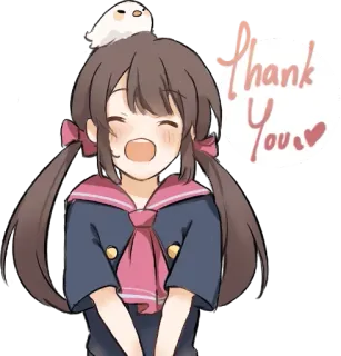 😊 84afc1a3 Thank You спасибо, благодарность, аниме, каваий, девушка, милый telegram sticker