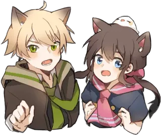 😊 d474914f Аниме, Манга, Каваи, Кошачьи ушки, Милый, Пара telegram sticker