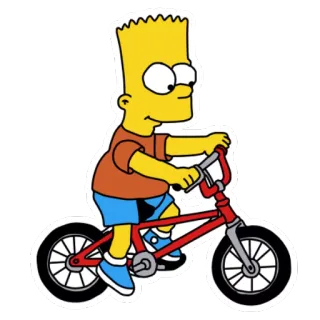 ⚾ 6631ef6a Bart Simpson The Simpsons 만화, 캐릭터, 바트 심슨, 심슨 가족, 자전거, 노란색 telegram sticker