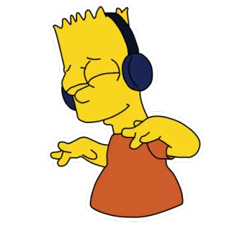 🎧 6e626ea2 Bart Simpson The Simpsons 바트 심슨, 심슨 가족, 만화, 음악 듣기, 헤드폰 telegram sticker