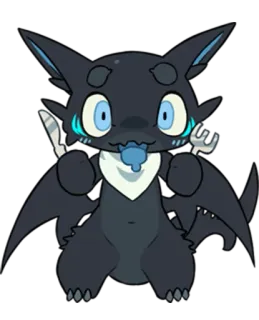 🍴 6549de7e dragon, cute, animal, cartoon, fork, knife telegram sticker