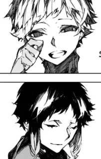 🌟 d76071ec Anime, Mangá, Desenho animado, Retrato, Preto e branco telegram sticker