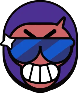 🙂 2fdd5614 Pegatina, Emoji, Personaje, Cara, Gafas de sol, Pelo morado telegram sticker
