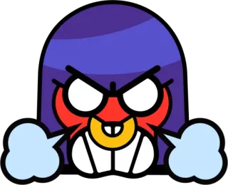 😡 c69641cc Dibujos animados, Enojado, Personaje, Pelo morado, Cara roja, Orejas humeantes telegram sticker