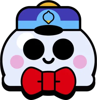 🍧 74db6ed4 Lou Brawl Stars glace, mignon, chapeau, nœud papillon, jeu vidéo whatsapp sticker