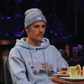 🐾 64a1f4b0 Justin Bieber người nổi tiếng, ca sĩ, mũ beanie, áo hoodie, chân dung, người đàn ông telegram sticker