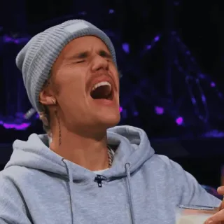 🎐 81b4efd0 Justin Bieber người nổi tiếng, ca sĩ, Justin Bieber, ngôi sao nhạc pop, chân dung, mũ telegram sticker