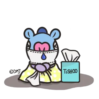 😷 bd522c4d TiSHOO enfermo, pañuelos, resfriado, mono, kawaii telegram sticker