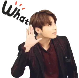 👂 3b9c2103 What kpop, listen, question, celebrity, reaction, curious, gesture telegram sticker