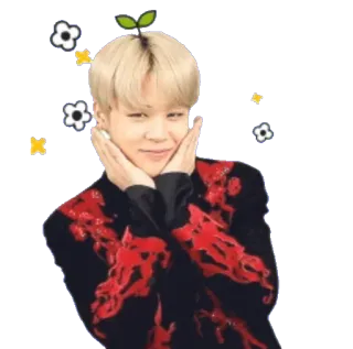 🤗 f05bf2c7 Jimin Jimin, BTS, kpop, idol, cute, flowers, sparkles telegram sticker