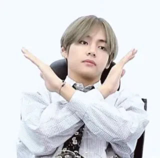 🙅‍♂ 1d6950b4 V kpop, bts, v, taehyung, cross, arms telegram sticker
