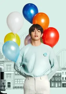 🎈 8ff1fd9f V K-Pop, BTS, V, Kim Tae-hyung, singer, balloons telegram sticker