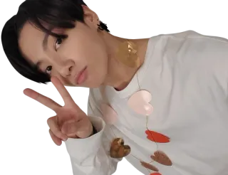 ✌ ae11e0a6 kpop, ピースサイン, 男, 人, ハート telegram sticker