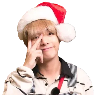 ✌ f443b186 kpop, クリスマス, サンタ帽子, かわいい, 歌手, 有名人 telegram sticker