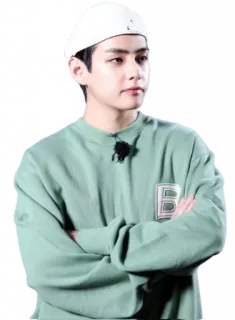 😐 0af71764 男人, 韩国, 名人, 肖像, 帽子, 交叉手臂 telegram sticker