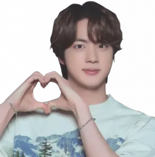 ❤️ 2cc8147d Jin K-POP, 歌手, 爱心, 手指爱心, 韩流, 偶像, 男团, BTS telegram sticker