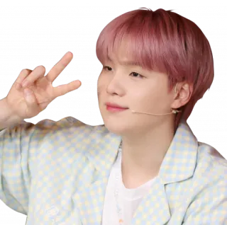 ✌️ e1fe4f40 韩流, 和平标志, 人, 名人, 男人, 粉色头发 telegram sticker