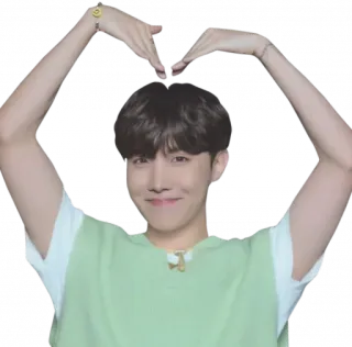 ❤️ f7fc9595 J-Hope J-Hope, BTS, 韩流, 爱心, 手指爱心, 微笑, 偶像 telegram sticker