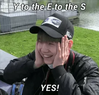 👌 988bc162 Y to the E to the S ミーム, 面白い, はい, ポジティブ, ハッピー, お祝い telegram sticker