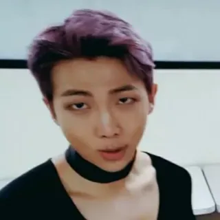 😂 b4b3f39e RM RM, K-Pop, BTS, retrato, pelo morado, persona telegram sticker
