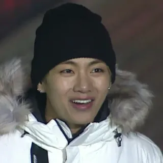 😂 f8507c0c persona, hombre, invierno, abrigo, gorro, K-Pop, BTS telegram sticker