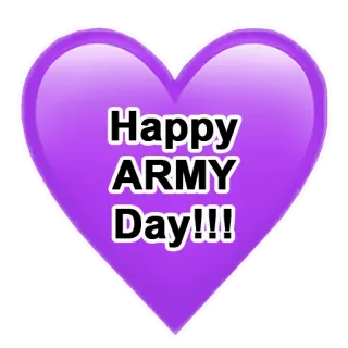 💜 7266016a Happy ARMY Day!!! ハート, 軍隊, 日, 紫, 絵文字, お祝い telegram sticker