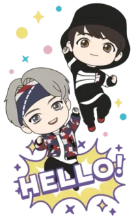 🙌 5bdf5eb3 HELLO! การ์ตูน, ทักทาย, สวัสดี, แอนิเมชัน, ป๊อปอาร์ต telegram sticker
