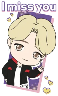 🤗 d7a99ede I miss you การ์ตูน, จิบิ, คิดถึง, หัวใจ, น่ารัก telegram sticker