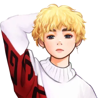 😊 0197d99a anime style, character, blonde hair, portrait, fashion telegram sticker