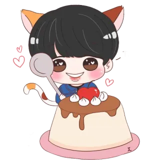 🎂 116e9e2b cartoon, cat, pudding, cute, kawaii telegram sticker