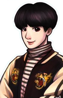 😊 25e74fdd person, drawing, portrait, style, jacket, young, tiger telegram sticker