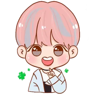 ☝️ 631310e9 cute, kawaii, cartoon, illustration, chibi, clover, boy telegram sticker