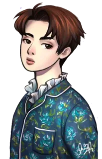 😟 7be2ad0a man, cartoon, portrait, pajamas, sleepwear, person telegram sticker