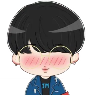 😖 dd7bd27b JM cartoon, glasses, person, character, cute, jacket telegram sticker